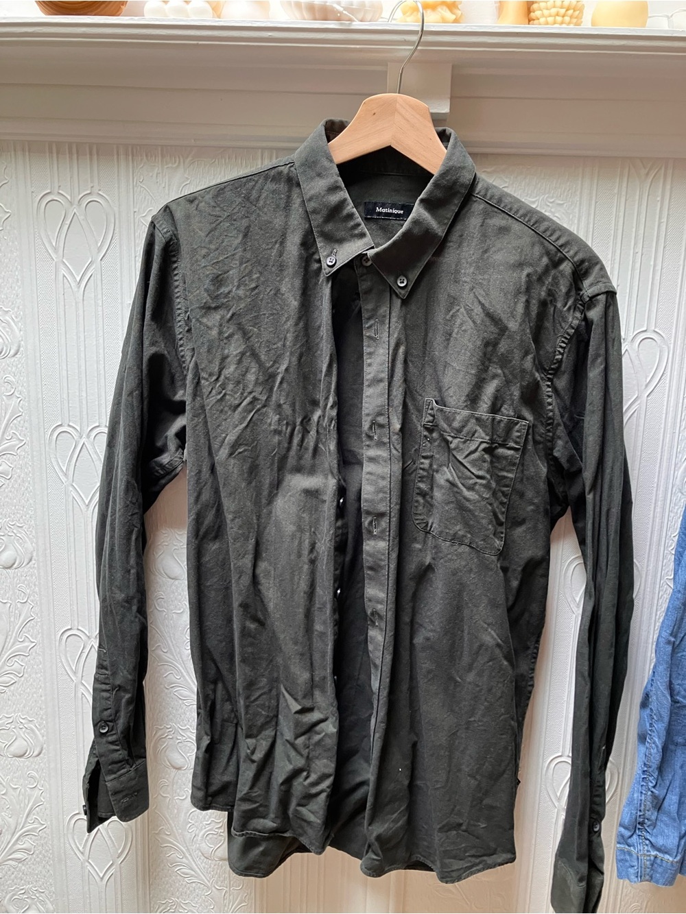 Men's Button-Down Shirt - Black Long Sleeve by Massimo Dutti